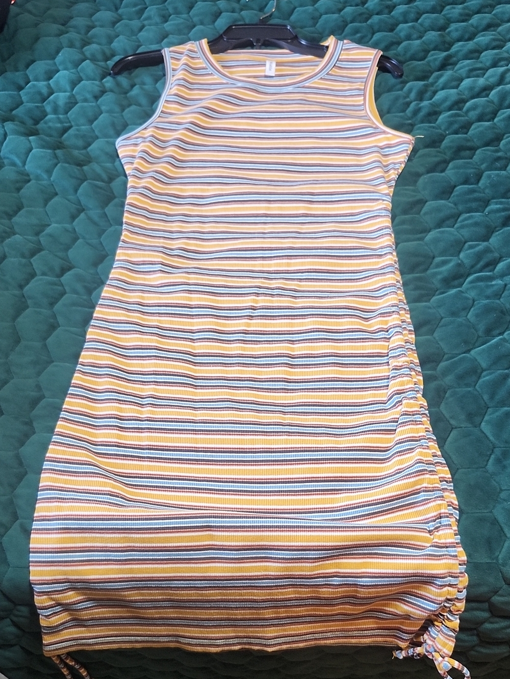 Wishlist Ribbed Striped Dress in Yellow, Blue, Navy, White